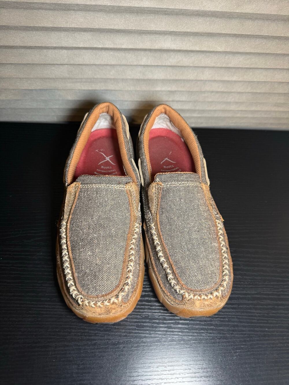 Twisted X Eco TWX Driving Moc Loafers Brown Canvas Leather Women’s 5.5 M WDMS009